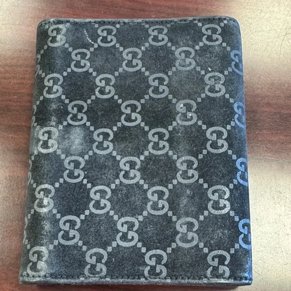 Gucci Monogram Black Suede agenda Wallet